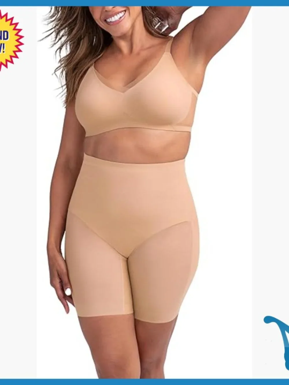 Mid-Waist Shapewear Shorts Tummy Control Body Shaper X-Large Cotton Nylon